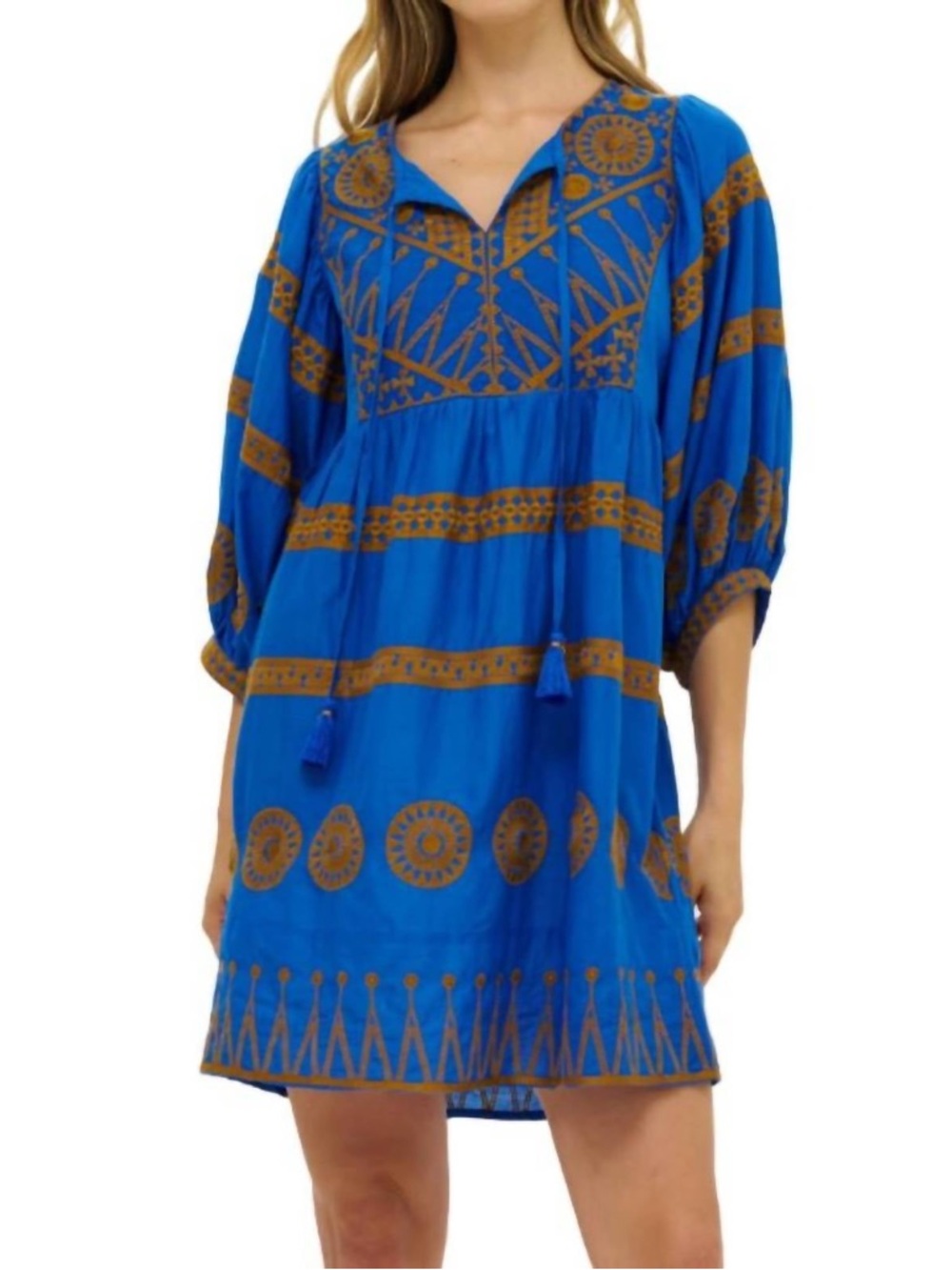 Oliphant cuff sleeve mini dress in soleil blue